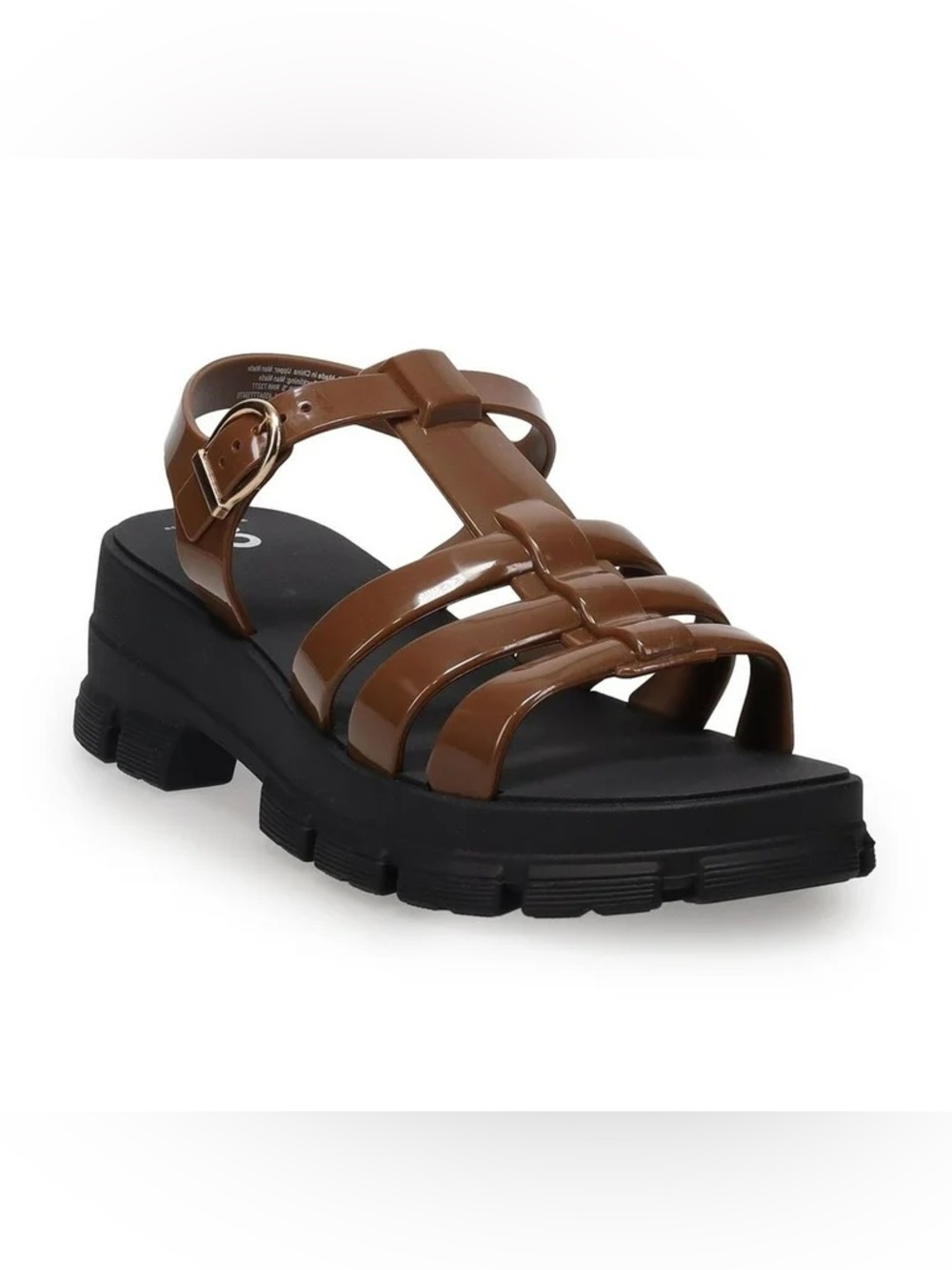 NWOT- SO® Gillis Jelly Fisherman Women's Sandals Chunky Platform 7.5 Brown Black